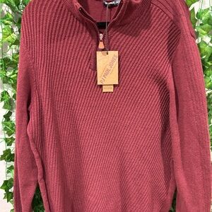 Men's Maroon Zip-Up Sweater